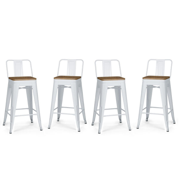 English Elm Rayne 24" Counter Height Stool Set Of 4 - Industrial Metal & Solid Elm Wood For Stylish Spaces B136P159491-GIGA