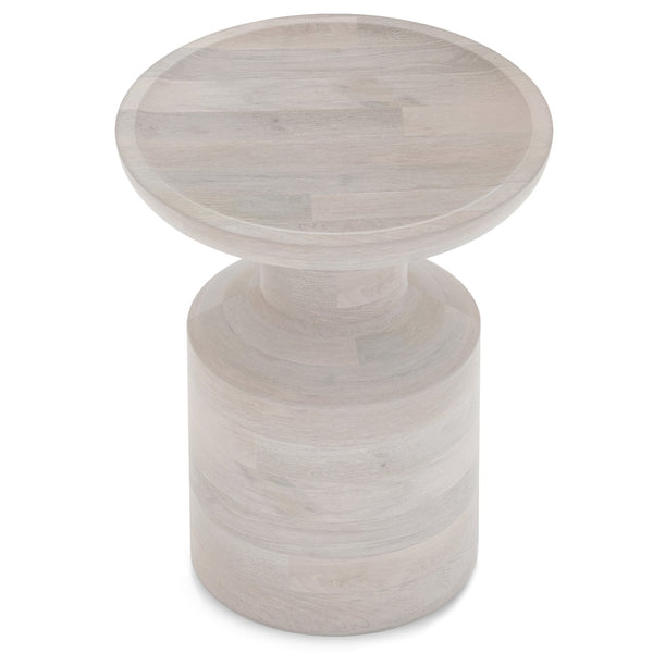 English Elm Haynes Solid Mango Accent Table – Handcrafted Sculptural Wood End Table, Boho Style, Multipurpose White B136P158441