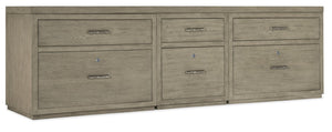Hooker Furniture Linville 96" Credenza In Smoked Mink Oak Veneer With Locks, Pendaflex Files & Antique Pewter Pulls 6150-10931-85