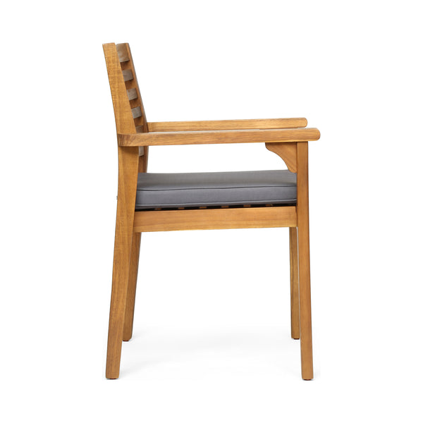 English Elm Christopher Knight Home® - EMERSON Acacia Wood Dining Chair Set of 2 with Wicker Seats, Water-Resistant Cushions, Teak Finish Grey 61723.00