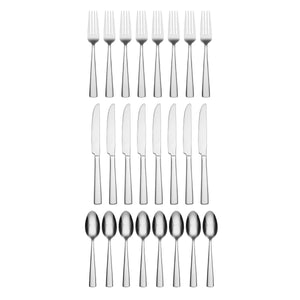 Lenox Oneida Chef's Table 24 Piece Everyday Flatware Dining Set, Service for 8 Metallic, STAINLESS METAL H016024AL20