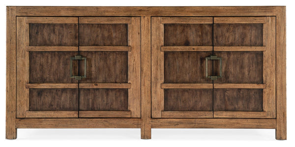 Hooker Furniture Big Sky Buffet Rustic Pecky Hickory Sideboard With Soft-Close Doors, Removable Trays, Adjustable Shelves 6700-75900-80