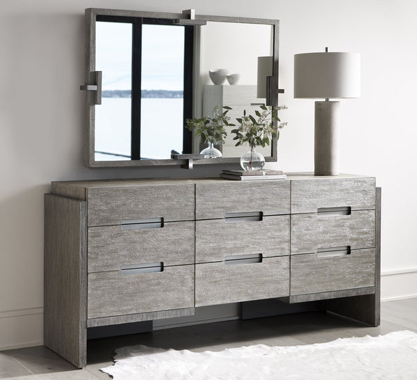 Bernhardt Bernhardt Foundations Nightstand With Cerused Acacia Grain, Soft-Close Drawer & Dual Usb Charging Dark Shale; Light Shale 72"W x 20"D x 34.25"H 306052