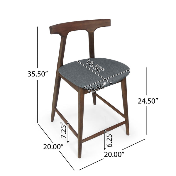 English Elm Counter Stools Set of Two Mid-century Rubberwood Frame Upholstered Kitchen Island Seating 72661.00