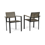 Christopher Knight Home® - Noble House - Laris Outdoor Wood And Iron Dining Chairs - Set Of 2