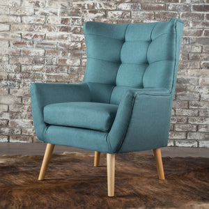 English Elm Club Chair Tufted Back Rubberwood Legs Mid-century Modern Accent Seat for Living Rooms 60751.00DTE
