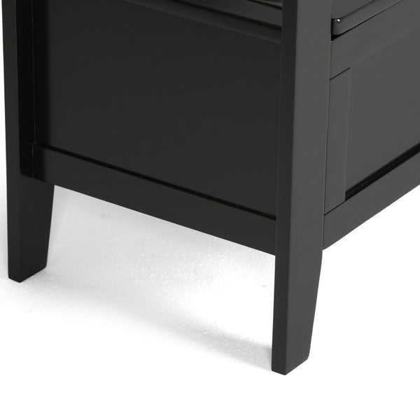English Elm Adams Entryway Storage Bench In Black - Stylish Solid Wood Seating With Hidden Storage & Safety Hinges B136P158099