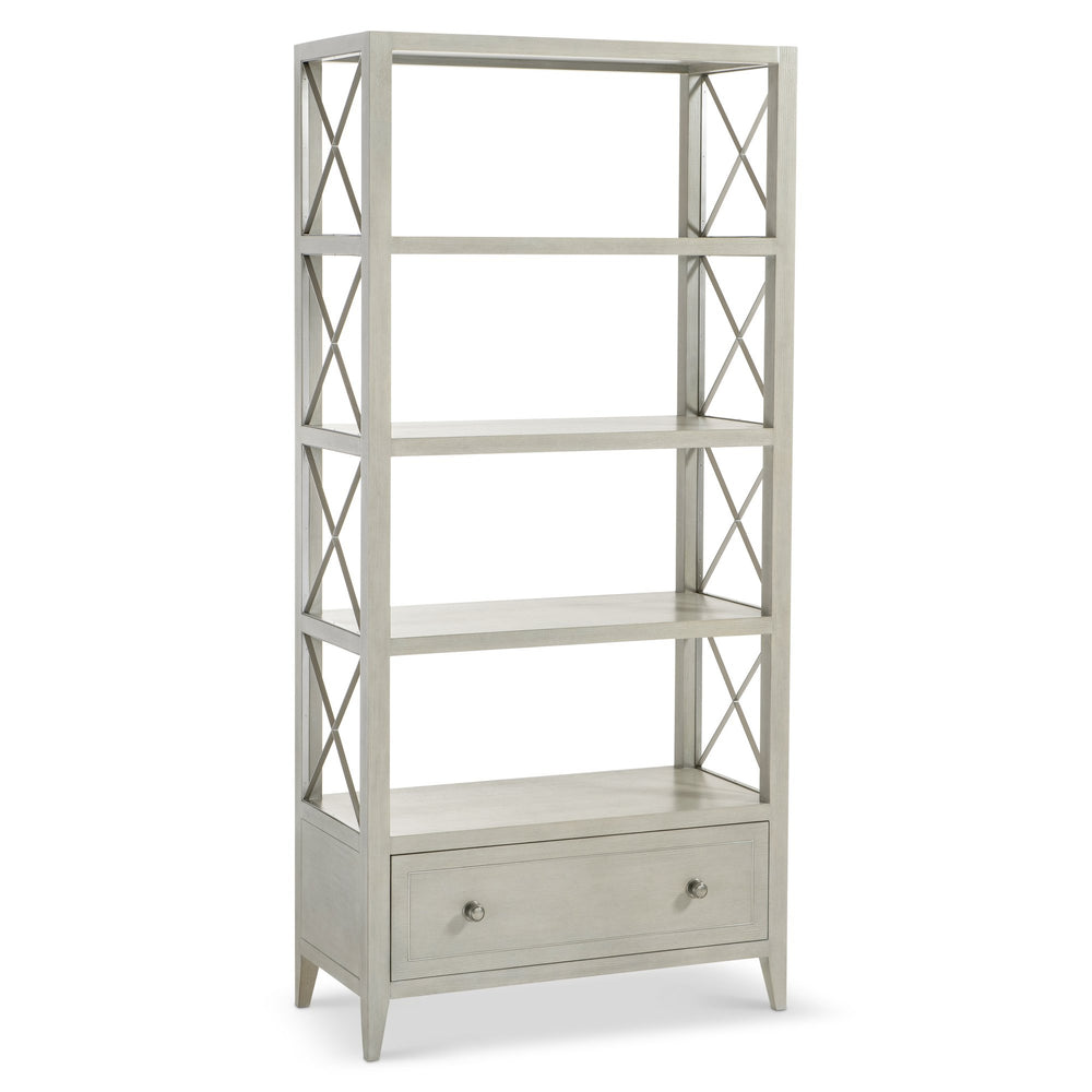 Bernhardt Bernhardt Cornelia Etagere — Neo‑Traditional Ash & Brushed Stainless Display Shelf, 82"H Vertical Statement 331812