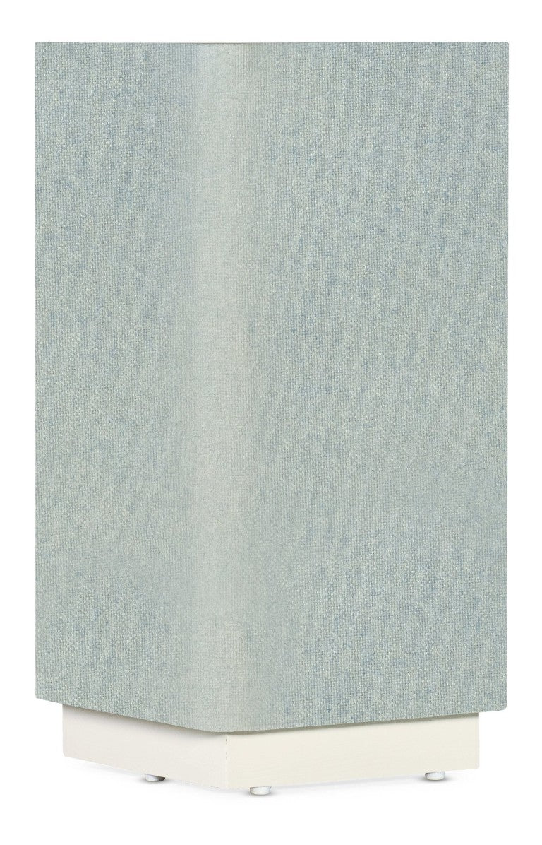 Hooker Furniture Melange Coastal Atlantis Accent Table — Compact Raffia-Wrapped End Table With White Glass Top, Spa Tones 628-80453-02