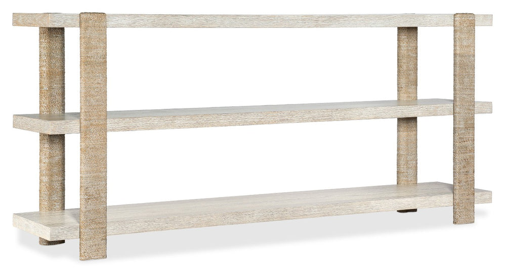 Hooker Furniture Commerce Oak Veneer Console Table With Rope-Wrapped Supports, Two Shelves, Coastal Casual Charm 7228-85034-80