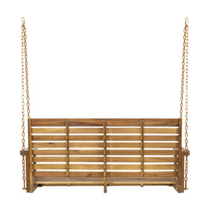 English Elm Tasmania Acacia Hardwood Porch Swing Slatted Outdoor Bench with Hanging Chains 69655.00