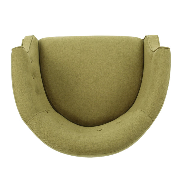 English Elm Club Chair Barrel Silhouette Button Tufted Fabric Accent Seat with Tapered Birch Legs 60007.00TEL