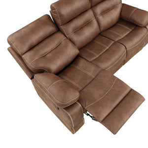 English Elm Steve Silver - Rudger Manual Reclining Sofa in Chestnut Brown Microsuede — One-Pull Recline, Padded Arms, Durable Frame B081P157218