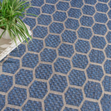 Nourison Reversible Indoor Outdoor RVB01 Machine Made Loom-woven Borderless Design Indoor/Outdoor Modern Outdoor Rug Blue, Blue 89% Polypropylene,11% Polyester 99446974099