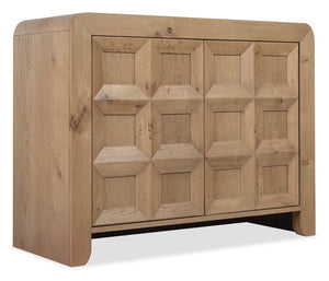 Hooker Furniture Commerce Oak Accent Chest With Window-Pane Doors, Medium Natural Finish, Rounded Top & Adjustable Shelf 7228-50742-80