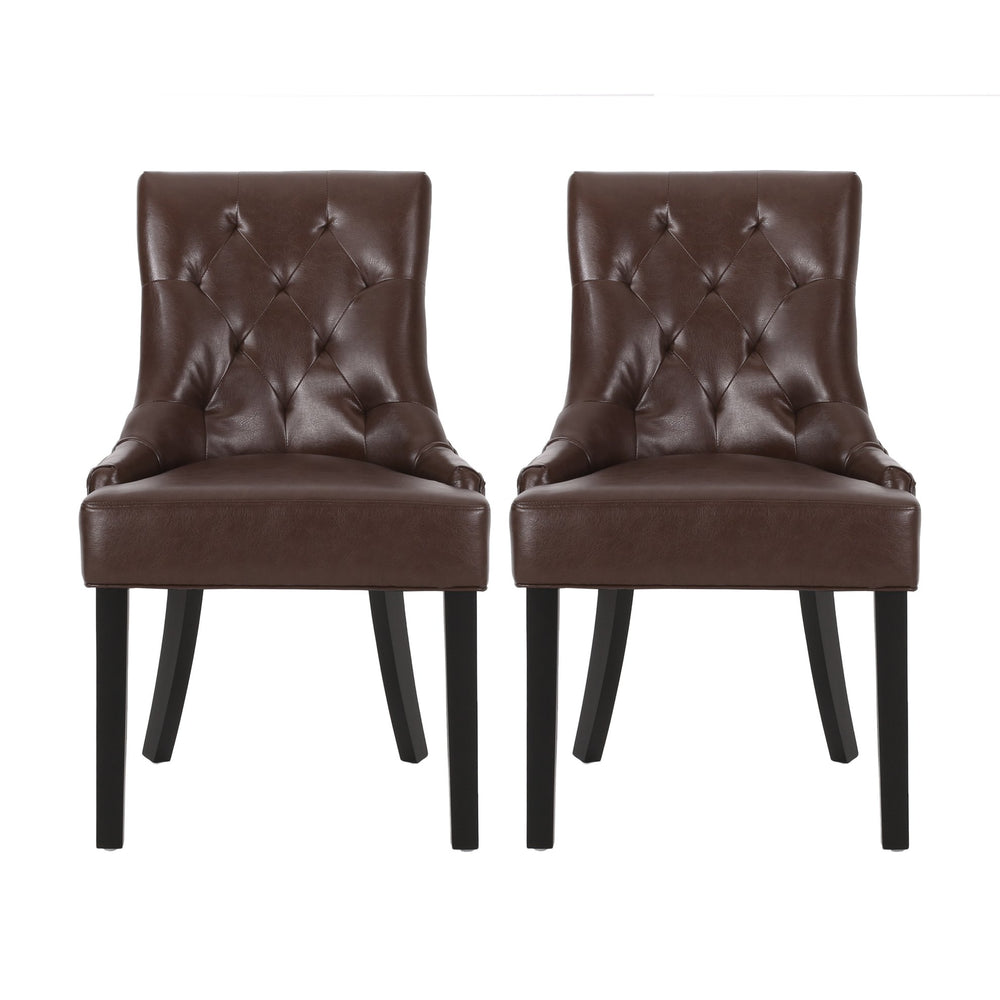 English Elm Cheney Tufted Upholstered Dining Chair Set with Solid Wood Legs for Modern Rooms 54181.00PUDBRN