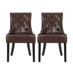 English Elm Cheney Tufted Upholstered Dining Chair Set with Solid Wood Legs for Modern Rooms 54181.00PUDBRN