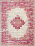 Nourison Passion PSN03 Machine Made Power-loomed Ornamental Border Indoor Only Bohemian Vintage Rug Ivory,Fuchsia, Pink and White 100% Polypropylene 99446259721