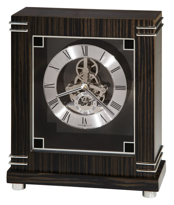 Hekman Furniture 635177 Elegant Macassar Ebony Mantel Clock With Polished Silver Accents And Skeleton Movement Design  Batavia Mantel Clock 635177