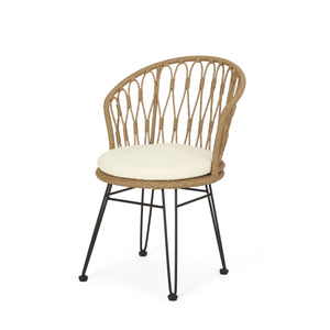 English Elm Christopher Knight Home® - TAVON Wicker Dining Chairs 2-Pack with Cushions, Light Brown PE Rattan, Hairpin Legs, Weather-Resistant Finish 71397.00