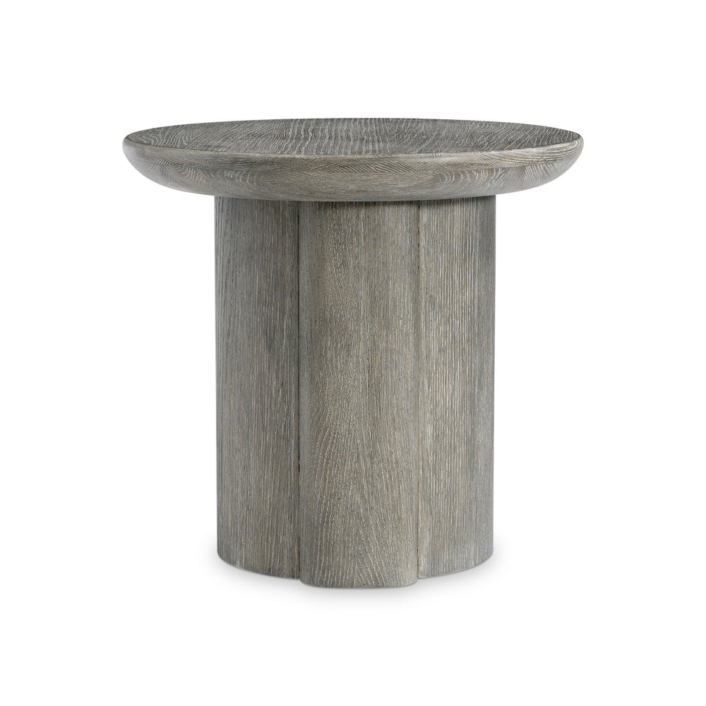 Bernhardt Bernhardt Monolith Sculptural Round Side Table In Puma Wire‑Brushed Oak — Rustic‑Modern Accent, 24"H 343127