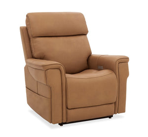 Hooker Furniture Lyra Semi-Aniline Top Grain Leather Power Lift Recliner With Wireless Charging, Cupholder, Lumbar Brown RC622-PHLL4-082