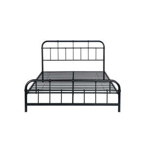 English Elm Queen Iron Platform Bed Pipe Style Frame No Box Spring Needed Industrial Loft Bedroom Black 64072.00FBLK-Q