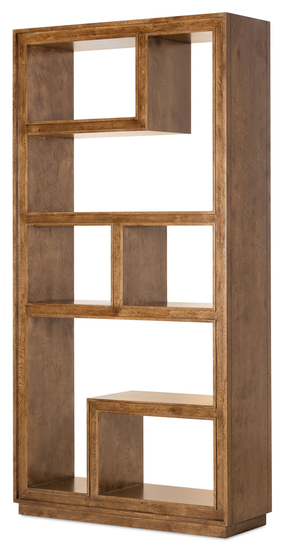 Hooker Furniture Melange Romano Oak and Glass Etagere with Led Lighting for Transitional Living Rooms 16.00L x 45.00W x 90.00H 628-50755-82