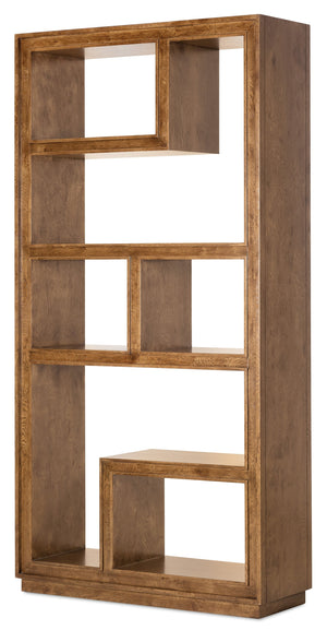 Hooker Furniture Melange Romano Oak and Glass Etagere with Led Lighting for Transitional Living Rooms 16.00L x 45.00W x 90.00H 628-50755-82
