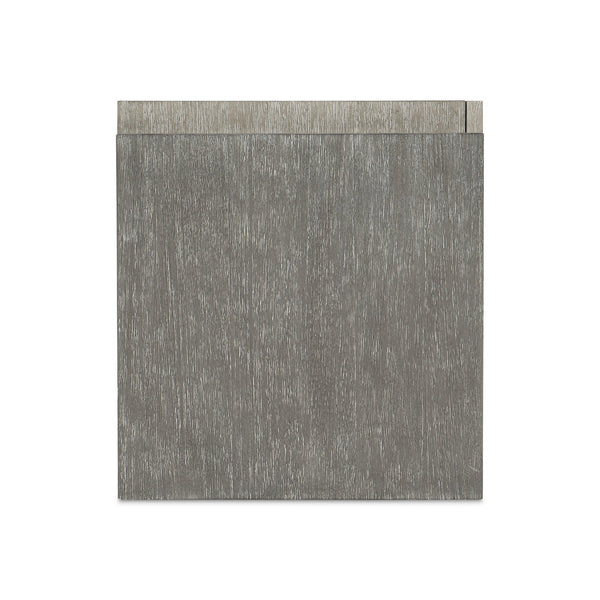 Bernhardt Bernhardt Cerused Acacia Side Table With Storage, Two-Tone Shale Finish, Soft-Close Doors & Steel Accent 306122