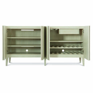 Bernhardt Bernhardt East Hampton Cerused Linen Entertainment Console With Wine Storage, Ventilation, Modern Flair 395860