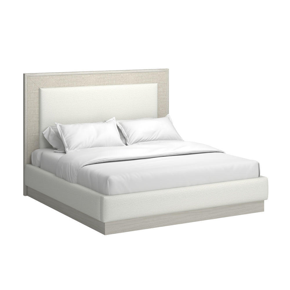 Cotiere Modern Upholstered Panel Bed - Vintage-Inspired Design with Cream Headboard & Neutral Frame