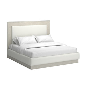 Cotiere Modern Upholstered Panel Bed - Vintage-Inspired Design with Cream Headboard & Neutral Frame
