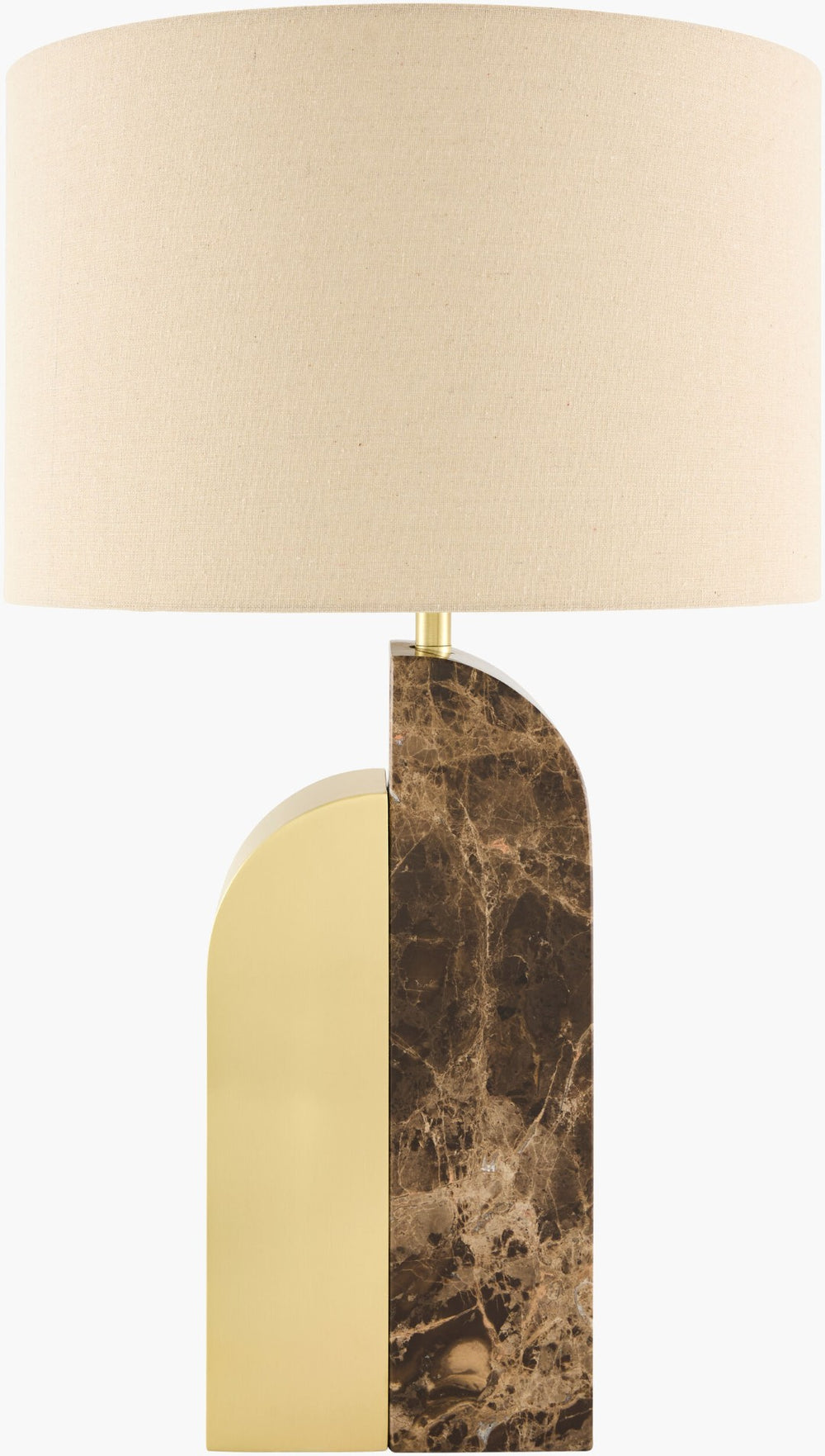 Surya Yuruga Arts and Crafts Marble Iron Base Table Lamp with Warm Linen Shade YRG-002