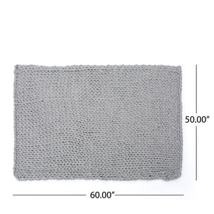English Elm Christopher Knight Home® - THROW Chunky Knit Acrylic Throw Blanket 50x60 | Double-Sided Braided Pattern, Plush Cozy Texture Silver 61664.00