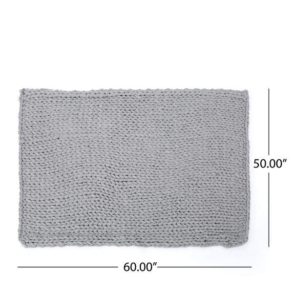 English Elm Christopher Knight Home® - THROW Chunky Knit Acrylic Throw Blanket 50x60 | Double-Sided Braided Pattern, Plush Cozy Texture Silver 61664.00