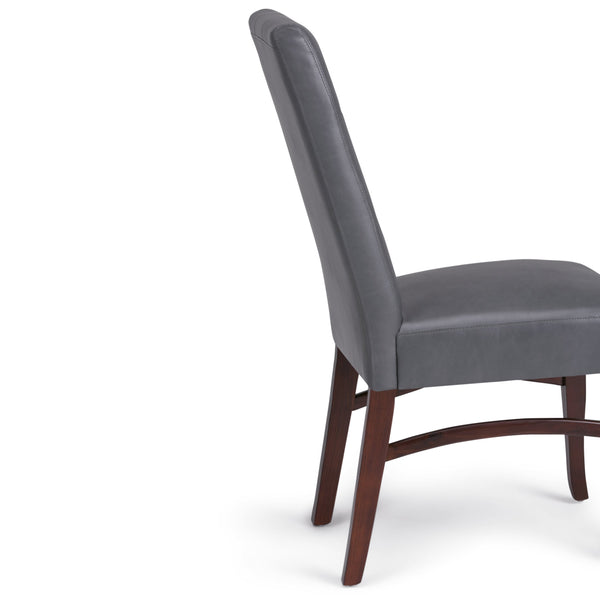 English Elm Ezra Deluxe Dining Chair Set of 2 in Stone Grey Vegan Leather — Tufted Comfort, Solid Wood Legs B136P158584