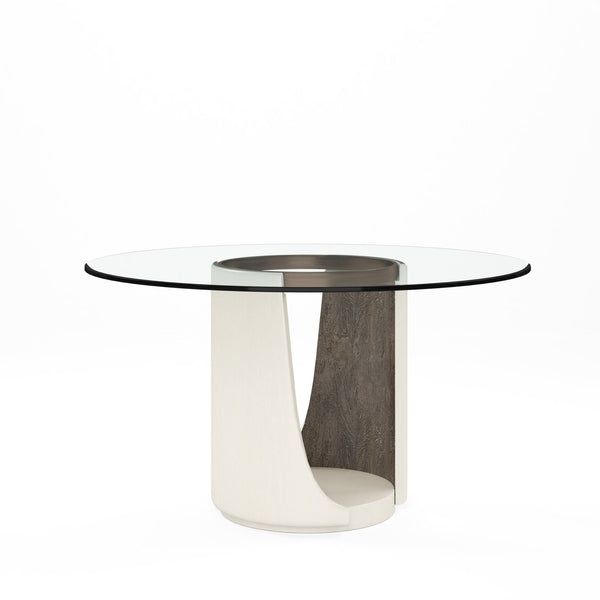 A.R.T. Furniture Blanc Dining Table - Contemporary Elegance In Alabaster & Burnished Bronze, Seats 10, Extends 73" To 101" White Parawood Solids,Resin,Metal,Glass 289225-1040