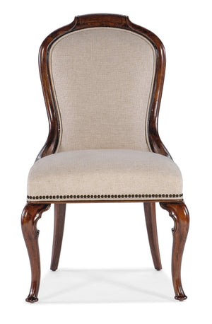 Hooker Furniture Charleston Upholstered Side Chair With Cane Back, Maraschino Cherry Finish, Chateau Linen Seat 6750-75610-85