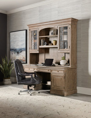 Hooker Furniture Sutter Cathedral Oak Computer Credenza With Pull-Out Work Surface, Integrated Power & Filing Storage 5981-10464-80