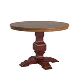 Homelegance By Top-Line Juliette Two-Tone Round Solid Wood Top Dining Table Red Rubberwood