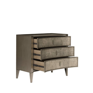 A.R.T. Furniture Cove Bachelor’S Chest - Glam Transitional Storage With Usb Chargers, Concave Design & Flared Legs Grey Rubberwood Solids,Primavera Veneers,Metal 349158-2743
