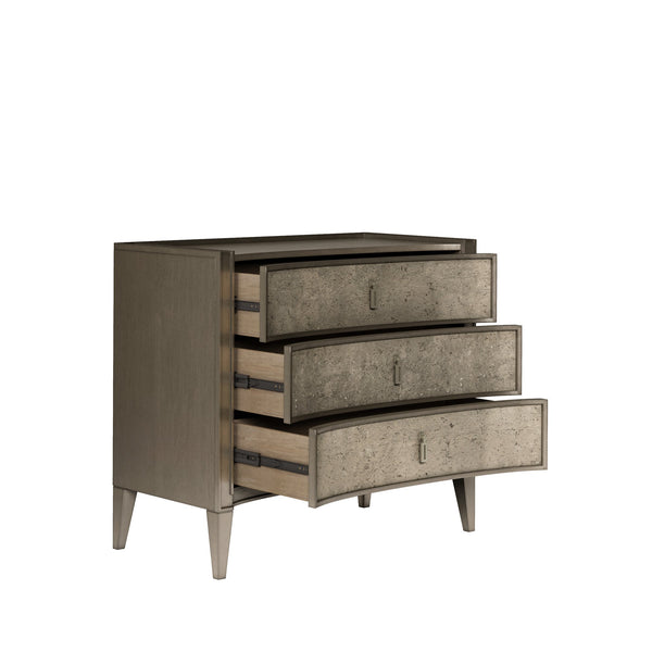 A.R.T. Furniture Cove Bachelor’S Chest - Glam Transitional Storage With Usb Chargers, Concave Design & Flared Legs Grey Rubberwood Solids,Primavera Veneers,Metal 349158-2743