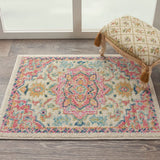 Nourison Passion PSN25 Machine Made Power-loomed Ornamental Border Indoor Only Bohemian Vintage Rug Ivory Pink, Ivory Pink 100% Polypropylene 99446748089