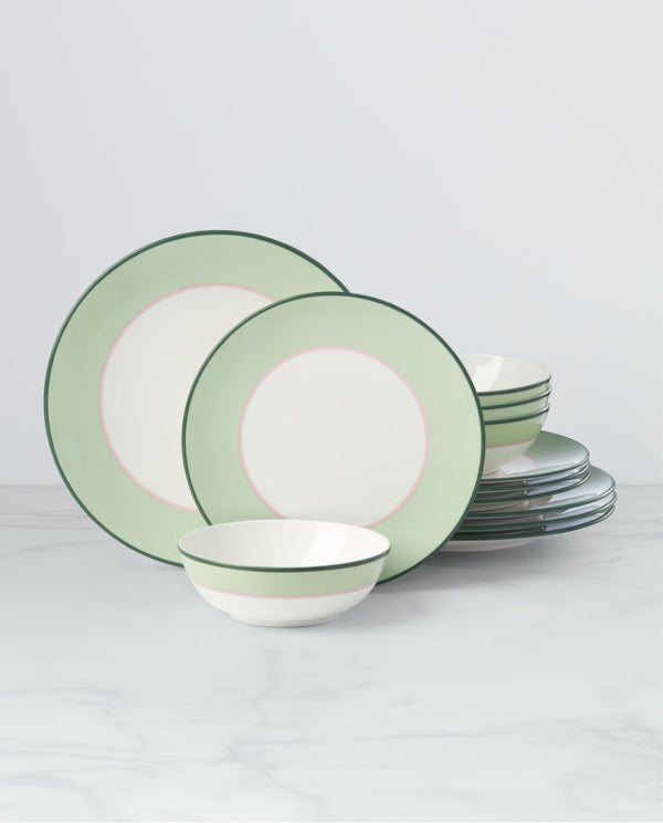 Lenox Kate Spade Make It Pop 12-Piece Dinnerware Set Green, GREEN PORCELAIN 895091