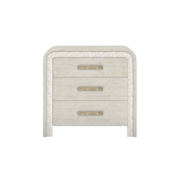 A.R.T. Furniture Ashlar Coastal Modern Nightstand With Usb Ports, 3 Drawers, And Unique Rippling Stone Texture Finish Beige Parawood Solids,Birch Veneers,Resin,Metal 333141-2250