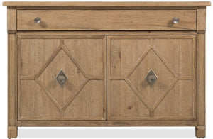 Hooker Furniture Driftwood Hall Chest With Buckboard Finish, Diamond-Motif Doors, Soft-Close Drawer & Storage Light Wood 6820-85005-80