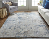 Feizy Rugs Laina Polyester/Polypropylene Machine Made Industrial Rug Ivory/Gray/Blue 9'-8" x 12'-8"