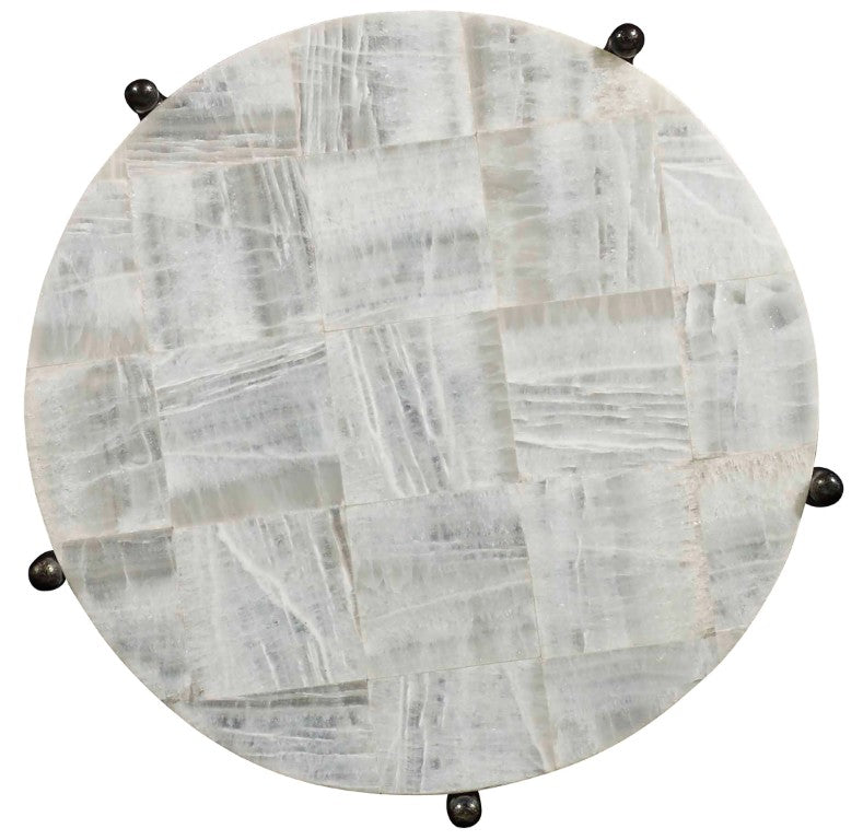 Hooker Furniture Melange Blythe Onyx Accent Table With Matte Black Frame, Compact Dual-Shelf Bedside Or Living Room Stand 638-50267