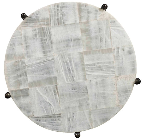 Hooker Furniture Melange Blythe Onyx Accent Table With Matte Black Frame, Compact Dual-Shelf Bedside Or Living Room Stand 638-50267